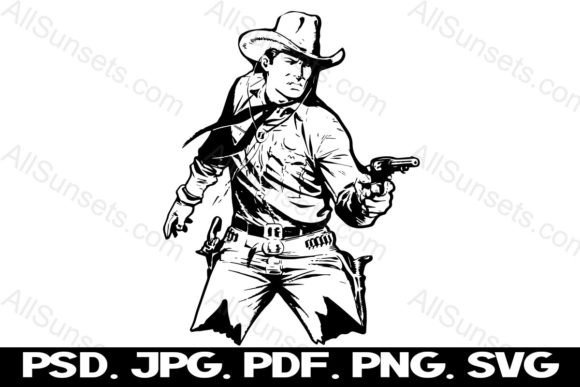 Cowboy Pistol Drawn Wild West Clipart