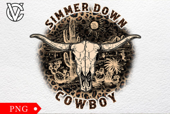 Simmer Down Cowboy Cow Skull Desert Png Review