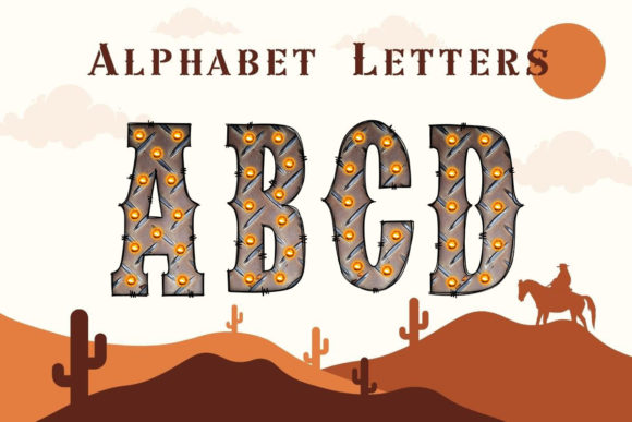 Western Alphabet Doodle Rust Cowboy Font
